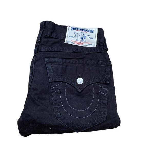 Vintage True Religion Jeans Size 30 STRAIGHT Black White Stitch - Picture 4 of 7